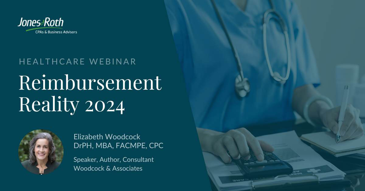 Graphic with details about the Webinar: Reimbursement Reality 2024