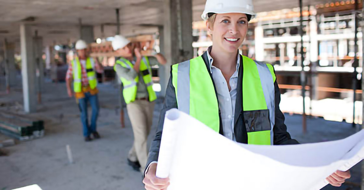 Image of a Woman Contractor with blueprints