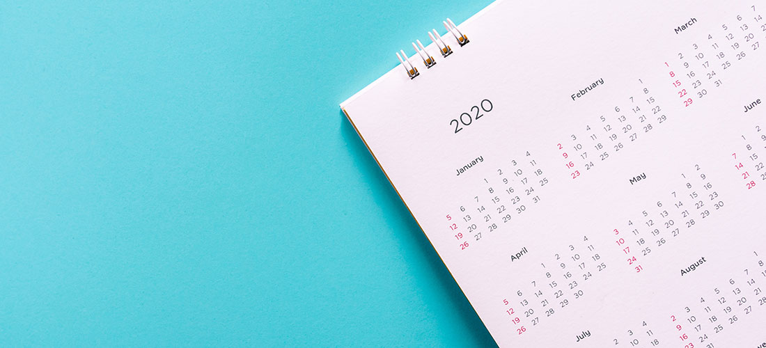 Photo of 2020 planning calendar