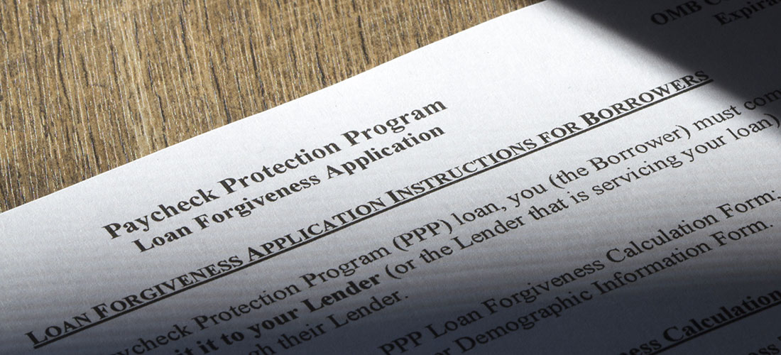 Photo of PPP Loan Forgiveness application form