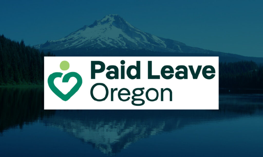 Image of Mount Hood and the Paid Leave Oregon logo