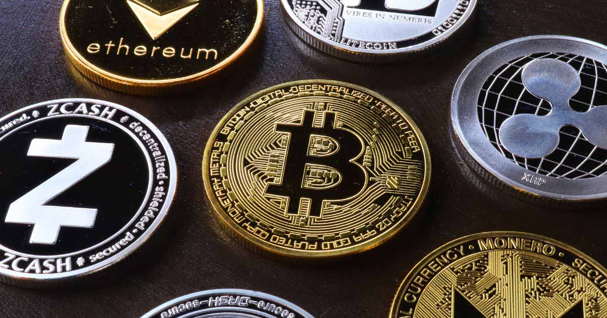 Image of different kinds of crypto and virtual currency